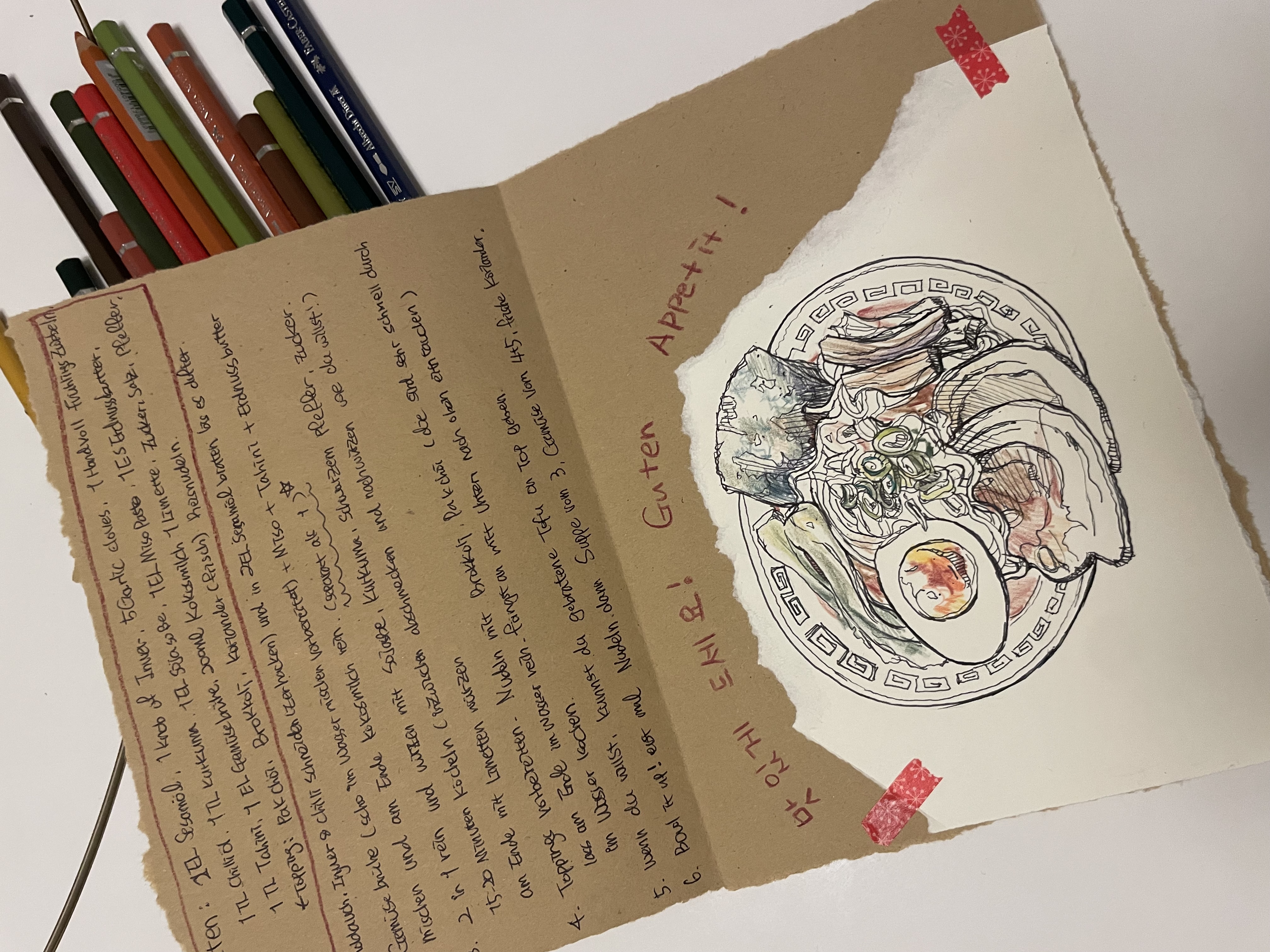 Pages from the hand-drawn STUDIeO cookbook
